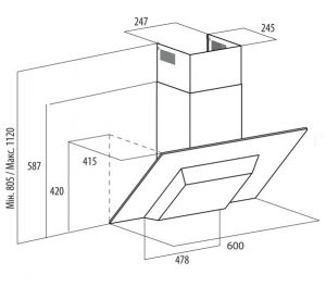 Вытяжка CATA Z-600 5P Glass