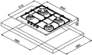 Варочная поверхность ARDO F6V4GTX