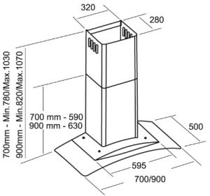 Вытяжка CATA GAMMA VL3 BL 900 Glass