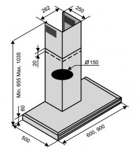Вытяжка VENTOLUX FLAT 60 BK/X (1200)