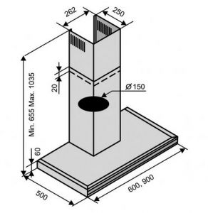 Вытяжка VENTOLUX FLAT 90 BK/X (1200)
