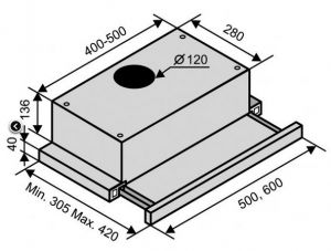 Вытяжка VENTOLUX GARDA 50 WH (450)