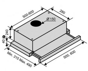 Вытяжка VENTOLUX GARDA 60 BK (1000) IT