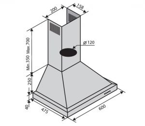 Вытяжка VENTOLUX LAZIO 60 WH (750)