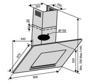Вытяжка VENTOLUX MIRROR 90 BK ESGM