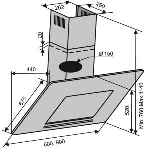 Вытяжка VENTOLUX MIRROR 60 BK ESGM